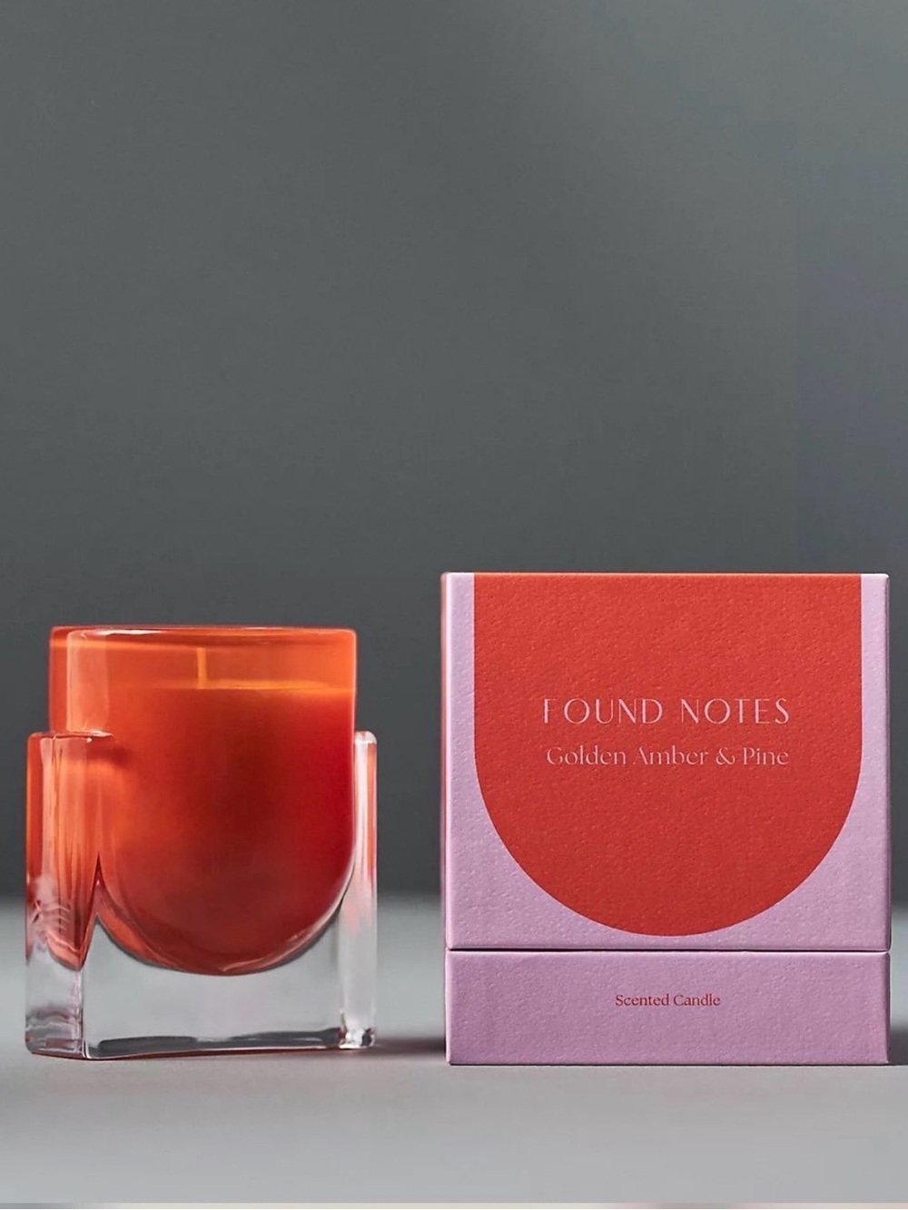 Anthropologie Golden Amber & Pine Scented Candle - Orange